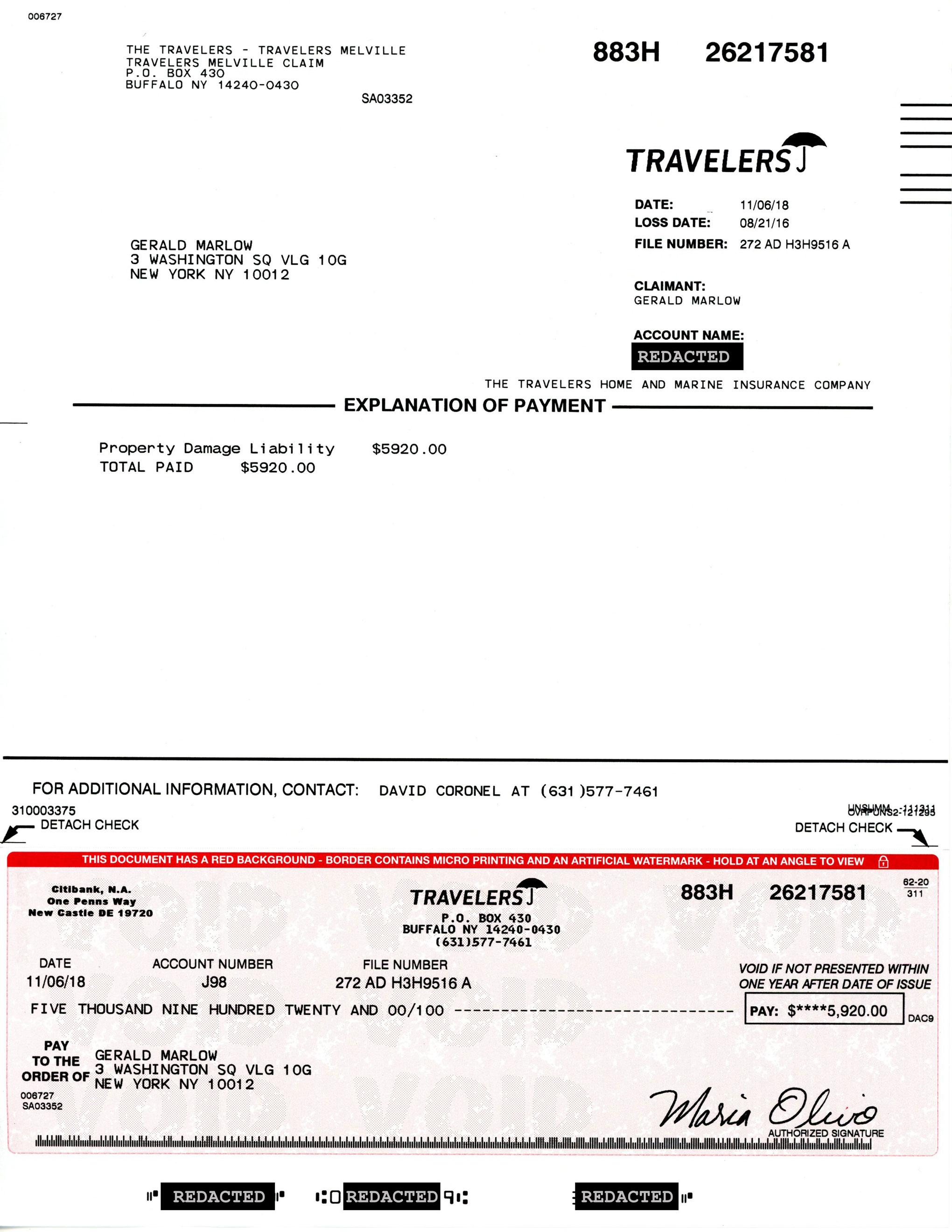 Marlow versus Travelers Judgement Check